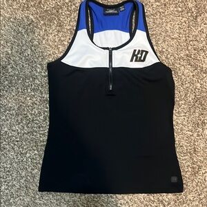 Women's Black and Blue Athletic Tank Top